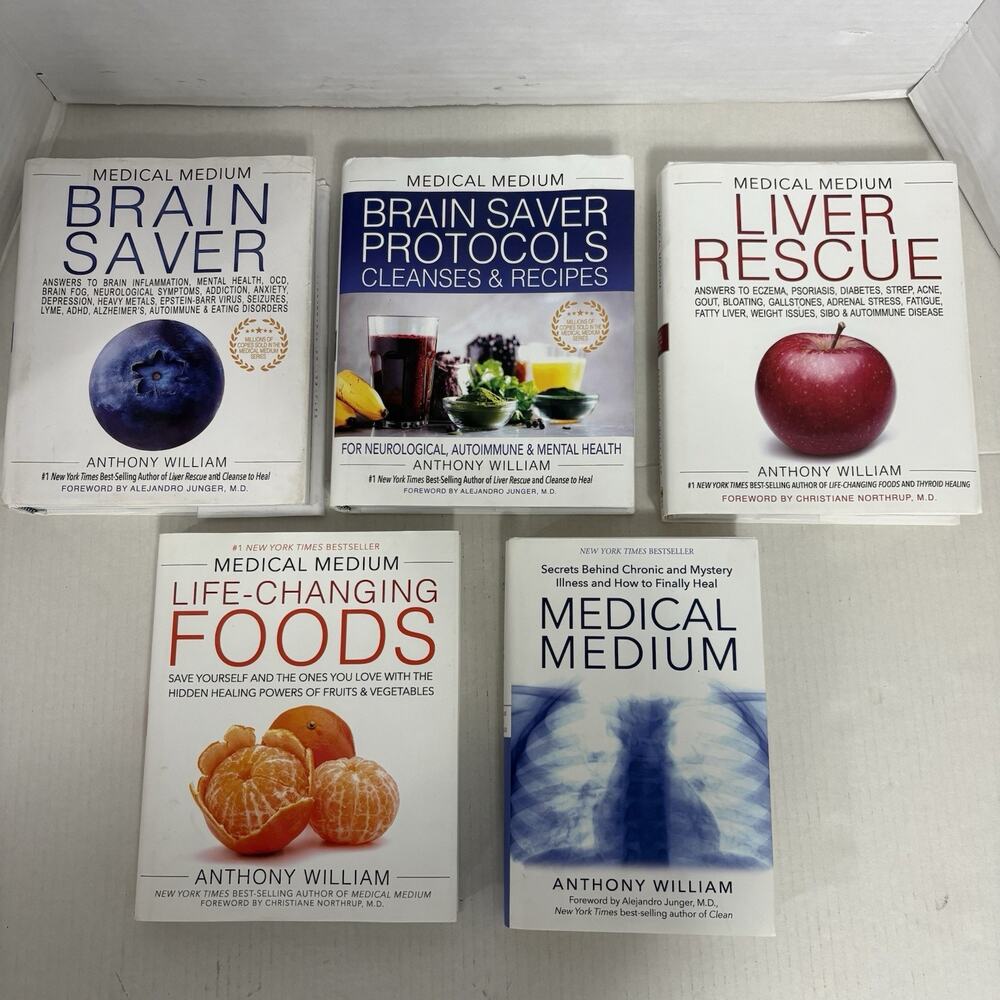 Anthony William Medical Medium 5 Hardcover Book Lot Brain Saver Liver Rescue